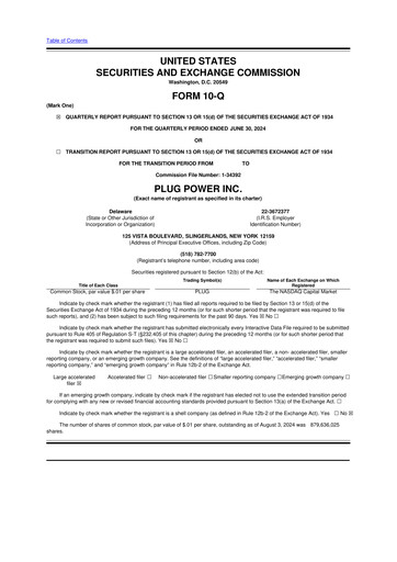 Thumbnail Plug Power 10-Q Quarterly Report FY2024 