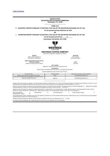 Thumbnail Westrock Coffee 10-Q Quarterly Report FY2024 