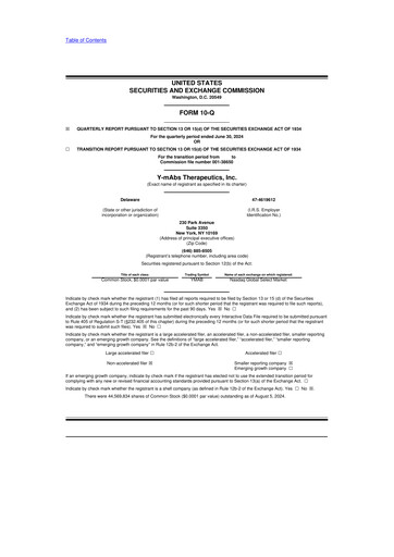 Thumbnail Y-mAbs Therapeutics
 10-Q Quarterly Report FY2024 