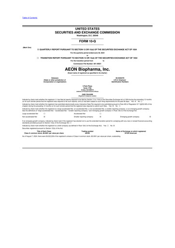 Vorschaubild AEON Biopharma 10-Q Quartalsbericht 2024 