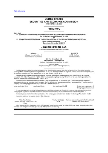 Thumbnail Jaguar Health 10-Q Quarterly Report FY2024 