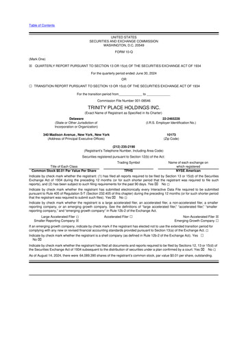 Thumbnail Trinity Place Holdings
 10-Q Quarterly Report FY2024 