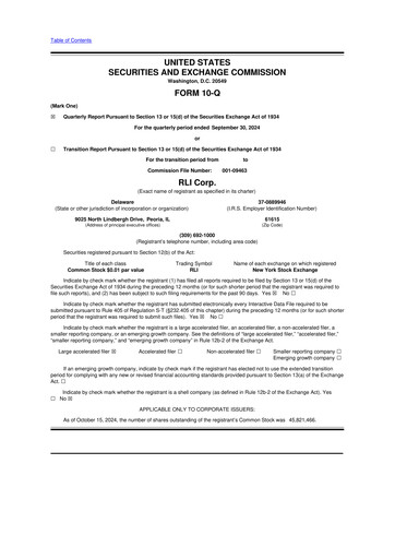 Thumbnail RLI Corp.
 10-Q Quarterly Report FY2024 