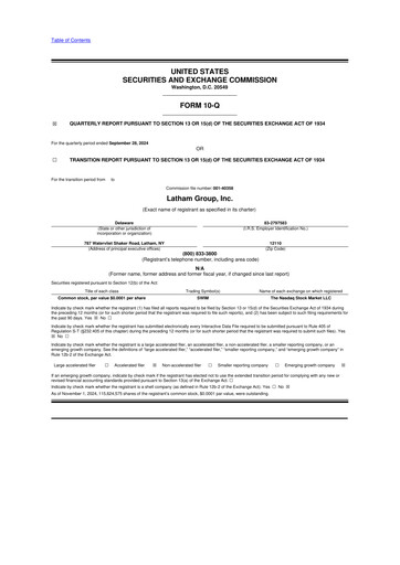 Vorschaubild Latham Group 10-Q Quartalsbericht 2024 