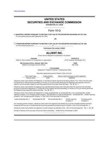 Thumbnail Allient 10-Q Quarterly Report FY2024 