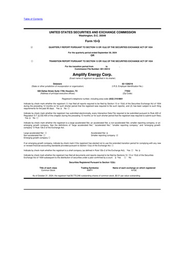 Miniature Amplify Energy
 10-Q Rapport trimestriel 2024 
