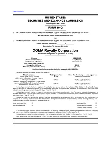 Thumbnail XOMA Royalty 10-Q Quarterly Report FY2024 