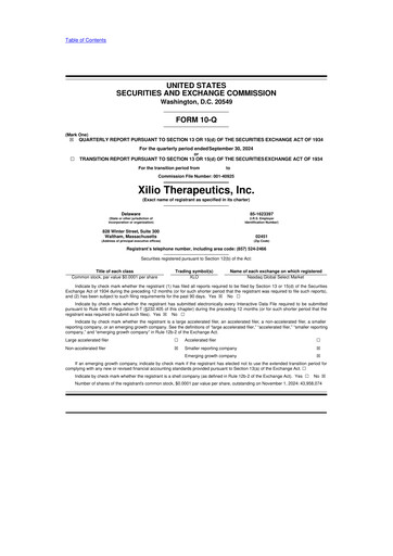 Thumbnail Xilio Therapeutics 10-Q Quarterly Report FY2024 