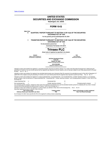 Miniature Trinseo 10-Q Rapport trimestriel 2024 