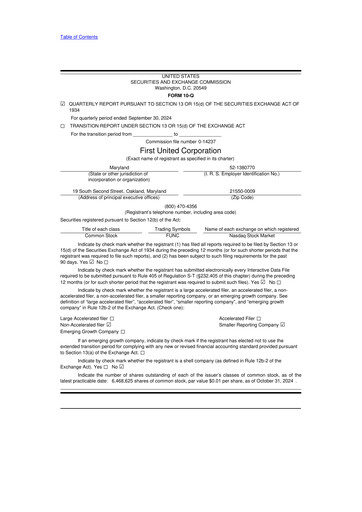 Thumbnail First United Corporation 10-Q Quarterly Report FY2024 