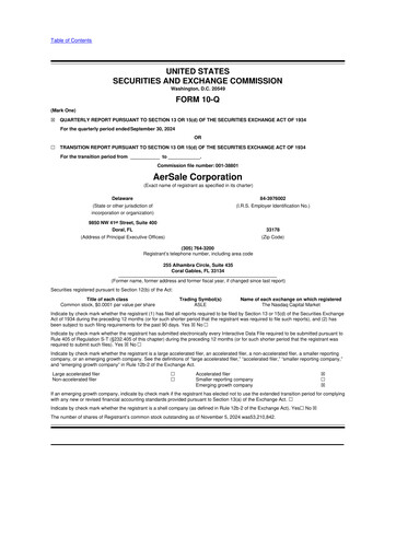 Thumbnail AerSale 10-Q Quarterly Report FY2024 