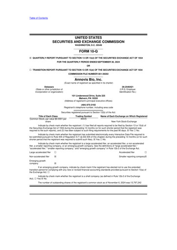 Thumbnail Annovis Bio 10-Q Quarterly Report FY 