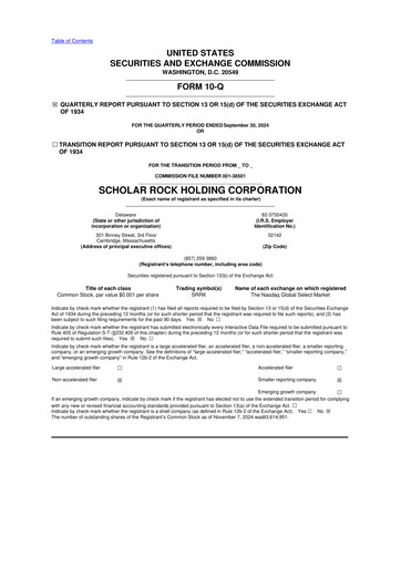 Thumbnail Scholar Rock Holding 10-Q Quarterly Report FY2024 