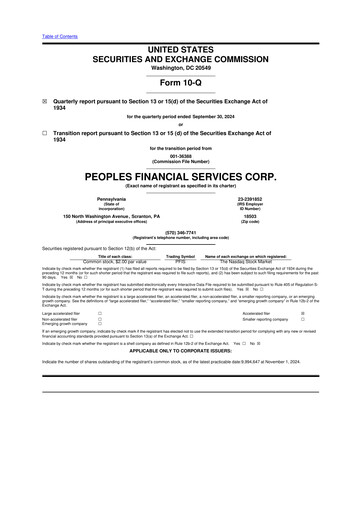Vorschaubild Peoples Financial Services 10-Q Quartalsbericht 2024 