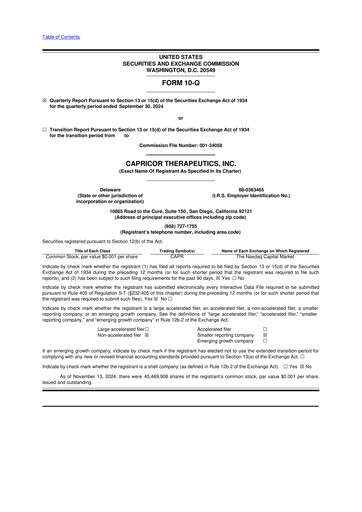 Thumbnail Capricor Therapeutics
 10-Q Quarterly Report FY2024 