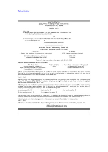 Miniature Cracker Barrel 10-Q Rapport trimestriel 2025 