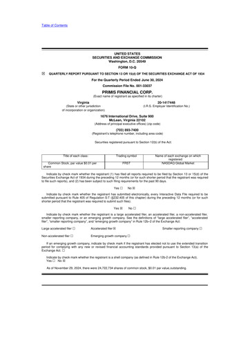 Vorschaubild Primis Financial 10-Q Quartalsbericht 2024 