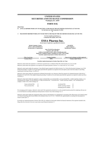 Thumbnail ESSA Pharma 10-K Annual Report 2024