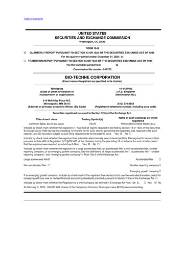 Miniature Bio-Techne 10-Q Rapport trimestriel 2025 