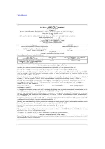 Thumbnail Agree Realty
 10-K Annual Report 2024