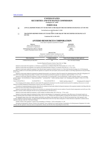 Thumbnail Antero Resources
 10-K Annual Report 2024