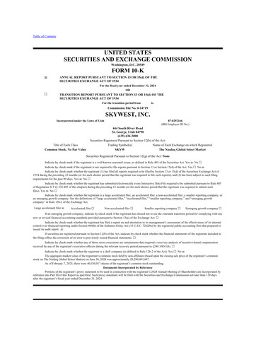 Thumbnail SkyWest 10-K Annual Report 2024