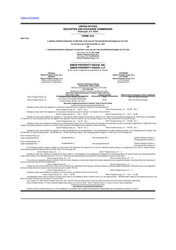 Thumbnail Simon Property Group 10-K Annual Report 