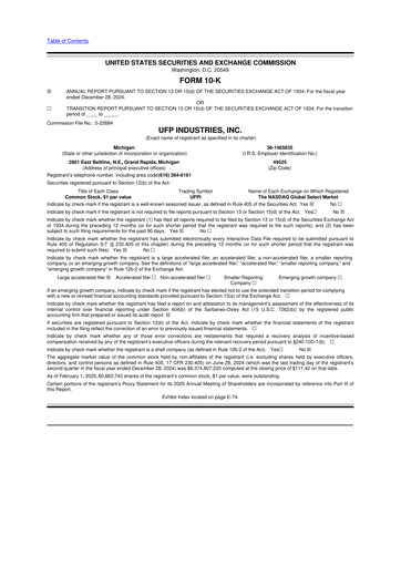 Vorschaubild UFP Industries
 10-K Jahresbericht 2024