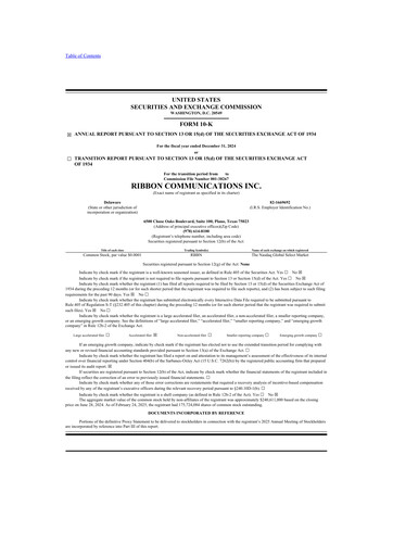 Thumbnail Ribbon Communications 10-K Annual Report 2024