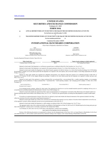 Thumbnail International Bancshares Corp 10-K Annual Report 2024