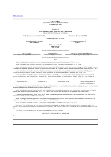 Thumbnail Aclaris Therapeutics 10-K Annual Report 2024