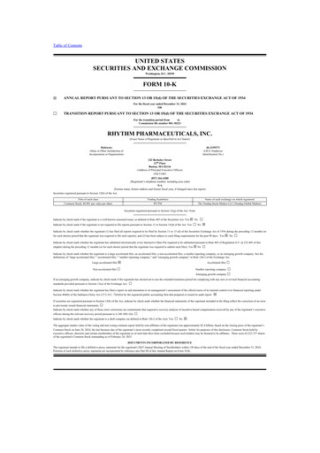 Thumbnail Rhythm Pharmaceuticals 10-K Annual Report 2024