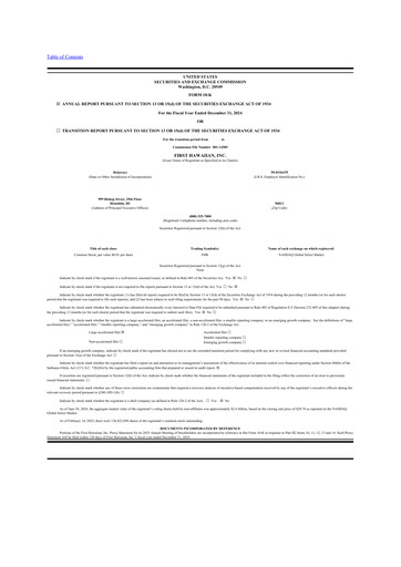 Miniature First Hawaiian Bank
 10-K Rapport annuel 2024