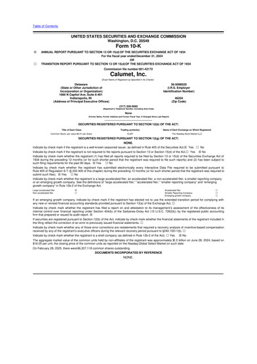 Thumbnail Calumet, Inc. 10-K Annual Report 2024
