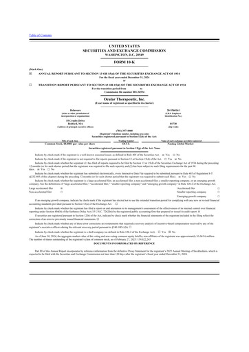 Thumbnail Ocular Therapeutix 10-K Annual Report 2024