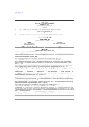 Vorschaubild Latham Group 10-K Jahresbericht 2024