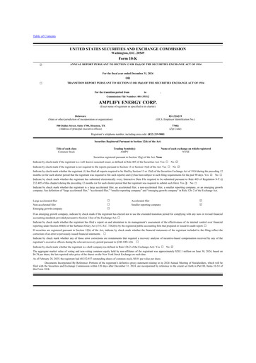 Thumbnail Amplify Energy
 10-K Annual Report 2024