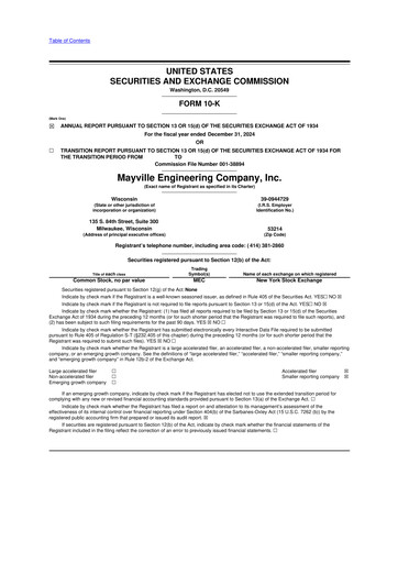 Thumbnail Mayville Engineering Company 10-K Annual Report 2024