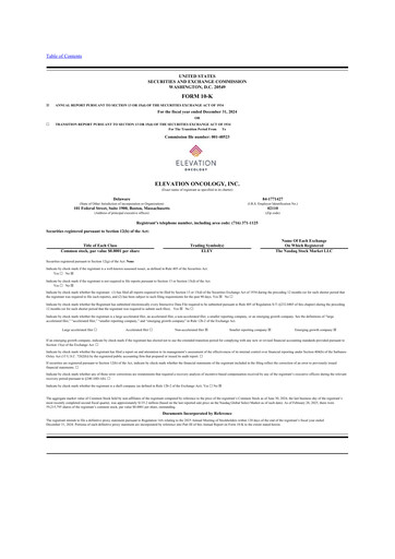 Thumbnail Elevation Oncology 10-K Annual Report 2024