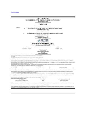 Thumbnail Zenas BioPharma 10-K Annual Report 2024