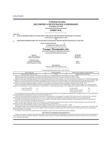 Thumbnail Voyager Therapeutics
 10-K Annual Report 2024