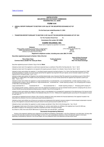 Vorschaubild Cadre Holdings, Inc. 10-K Jahresbericht 