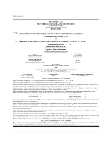 Thumbnail Sagimet Biosciences 10-K Annual Report 2024