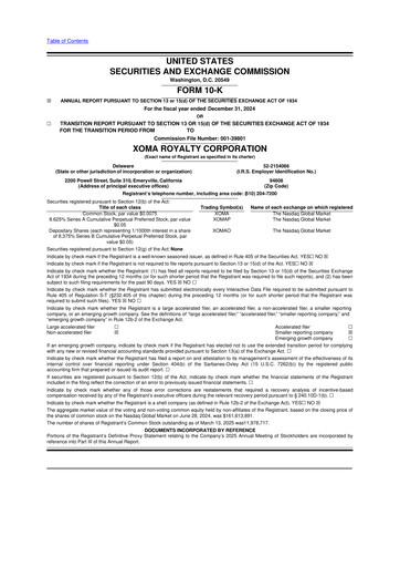 Thumbnail XOMA Royalty 10-K Annual Report 2024