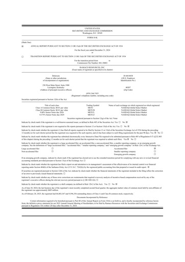 Miniature Ramaco Resources
 10-K Rapport annuel 2024