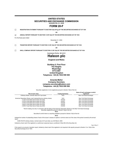 Thumbnail Haleon 20-F Annual Report 2024