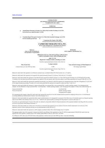 Miniature Capricor Therapeutics
 10-K Rapport annuel 2024