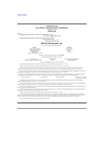 Thumbnail BioXcel Therapeutics 10-K Annual Report 2024