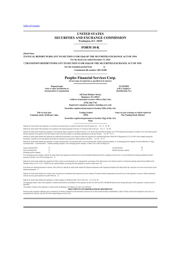 Thumbnail Peoples Financial Services 10-K Annual Report 2024