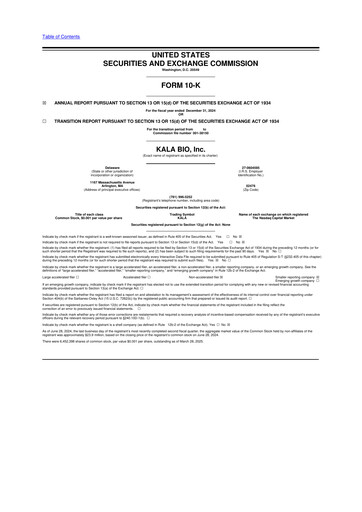 Thumbnail KALA BIO 10-K Annual Report 2024